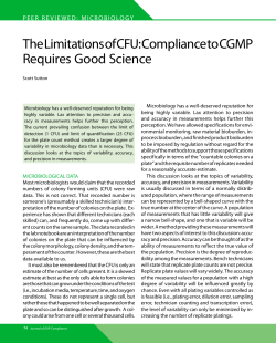 The limitations of CFU: Compliance to CGMP requires Good Science