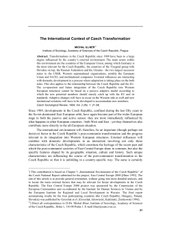 The International Context of Czech Transformation*