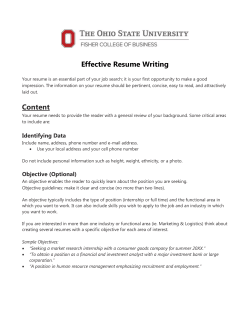 Effective Resume Writing Content - Fisher College of Business