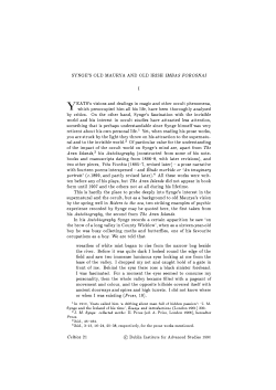 SYNGE`S OLD MAURYA AND OLD IRISH IMBAS FOROSNAI I