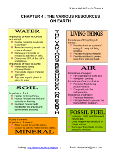 chapter 4 : the various resources on earth