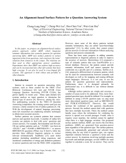An Alignment-based Surface Pattern for a Question Answering System