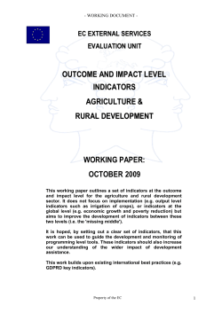 OUTCOME AND IMPACT LEVEL INDICATORS AGRICULTURE
