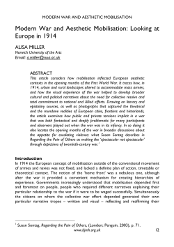 Modern War and Aesthetic Mobilisation: Looking at Europe in 1914