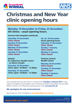 Christmas and New Year clinic opening hours
