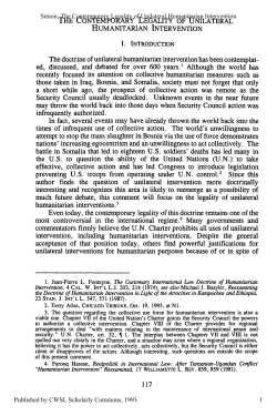 The Contemporary Legality of Unilateral Humanitarian Intervention