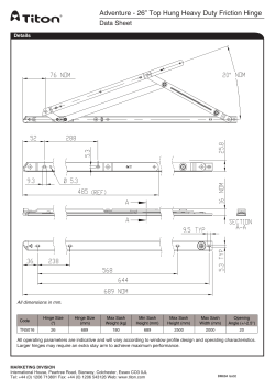 Adventure - 26” Top Hung Heavy Duty Friction Hinge
