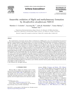 Anaerobic oxidation of Hg(0) - Department of Marine and Coastal