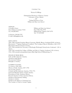 1 Curriculum Vitae Warren M. Billings Distinguished Professor of