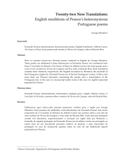 Twenty-‐‑two New Translations: English renditions of Pessoa`s