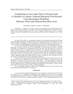 Contributions to the Lichen Flora of Pennsylvania
