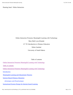 Online Interaction Promotes Meaningful Learning