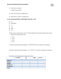 Review Sheet-Rational/Irrational Numbers