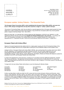European update: Unitary Patents &ndash; The