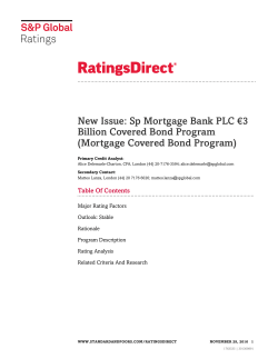 New Issue: Sp Mortgage Bank PLC &euro;3 Billion Covered Bond Program