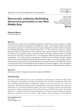 Democratic solidarity: Rethinking democracy promotion