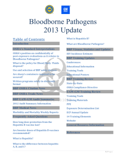 Bloodborne Pathogens 2013 Update