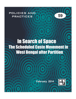 The Scheduled Caste Movement in West Bengal after Partition