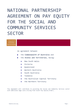 National Partnership Agreement on Pay Equity for the Social and