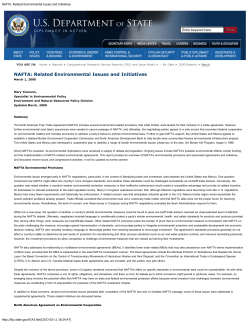NAFTA: Related Environmental Issues and Initiatives