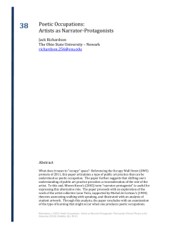 Poetic Occupations: Artists as Narrator-Protagonists
