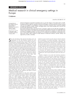 Medical research in clinical emergency settings in Europe