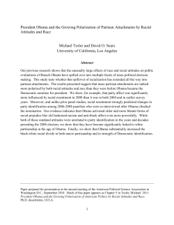 President Obama and the Growing Polarization of