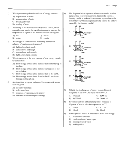 Name: 1) Which process requires the addition of energy to water? A