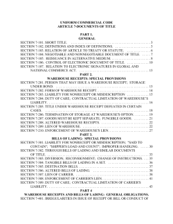 UNIFORM COMMERCIAL CODE ARTICLE 7