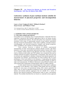 Laboratory synthesis of pure methane hydrate suitable