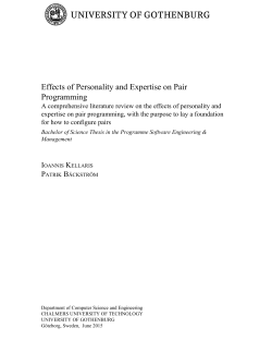 Effects of Personality and Expertise on Pair Programming