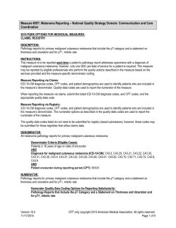 PQRS #397: Melanoma Reporting
