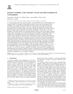Seasonal variability of the Labrador Current and shelf circulation off