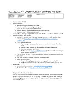 February 13, 2017 - Overmountain Brewers Homebrewing Club