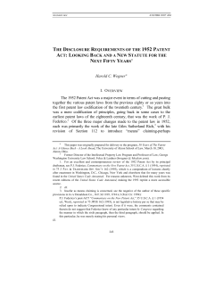 The Disclosure Requirements of the 1952 Patent Act: Looking Back
