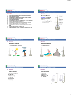 Describing the Properties of Gases Objectives Describing the