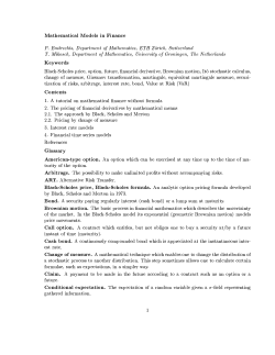Mathematical Models in Finance P. Embrechts, Department of