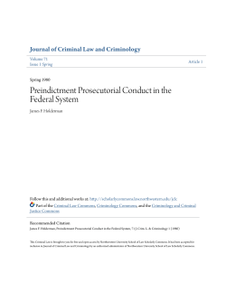 Preindictment Prosecutorial Conduct in the Federal System