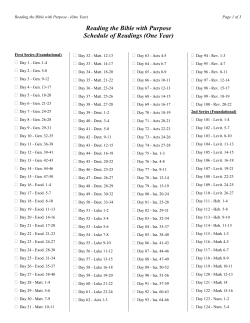 Reading the Bible with Purpose Schedule of Readings (One Year)