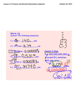 Lesson 2.3 Fraction and Decimal Equivalents.notebook