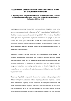 Good Faith Obligations in Practice