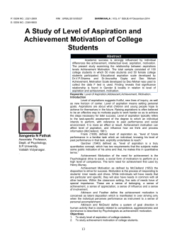 A Study of Level of Aspiration and Achievement Motivation of