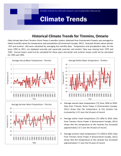 Historical Climate Trends for Timmins