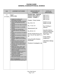 GS Physical Science Pacing Guide