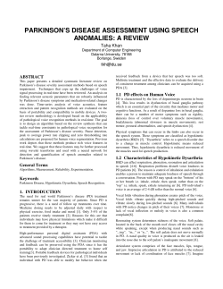 parkinson`s disease assessment using speech anomalies