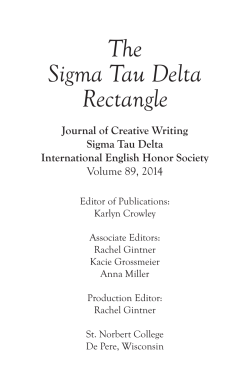 The Sigma Tau Delta Rectangle. Volume 89, 2014