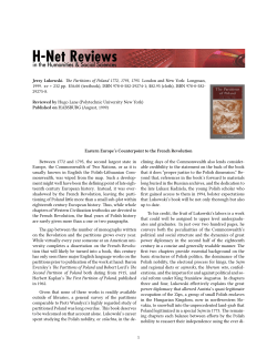 Eastern Europe`s Counterpoint to the French Revolution - H-Net