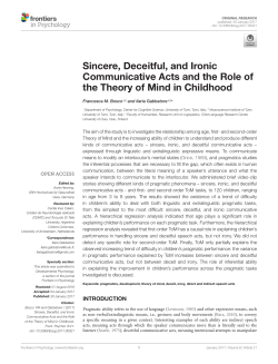 Sincere, Deceitful, and Ironic Communicative Acts and the Role of