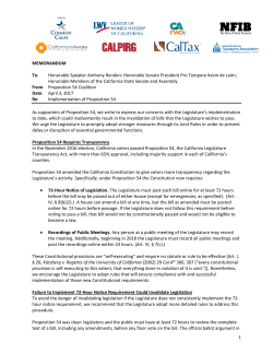 Prop 54 Implementation Letter - The League of Women Voters of
