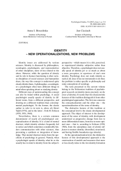 IDENTITY &ndash; NEW OPERATIONALIZATIONS, NEW PROBLEMS